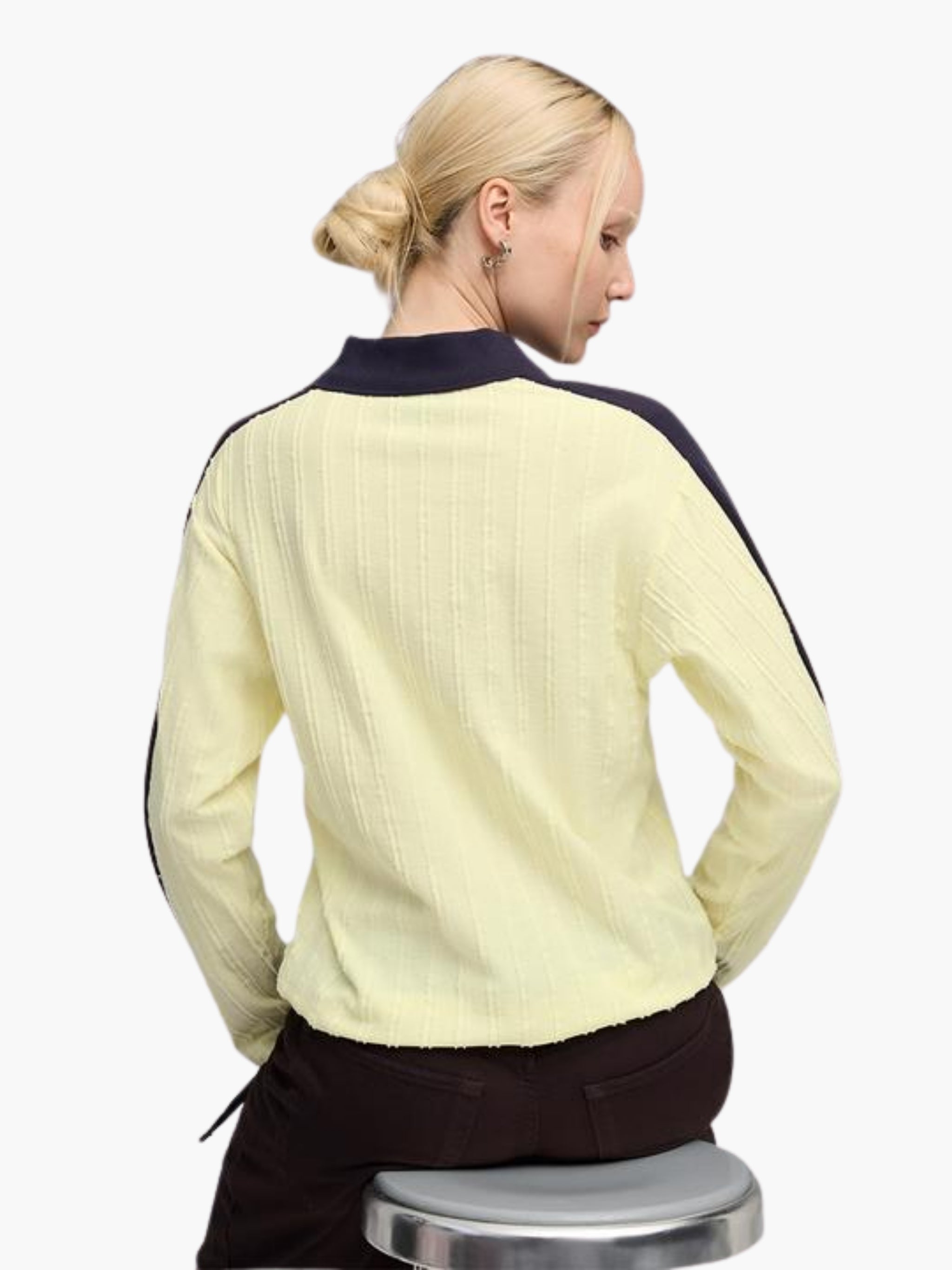 Puma Ladies Long Sleeve Golfer Cream-Navy